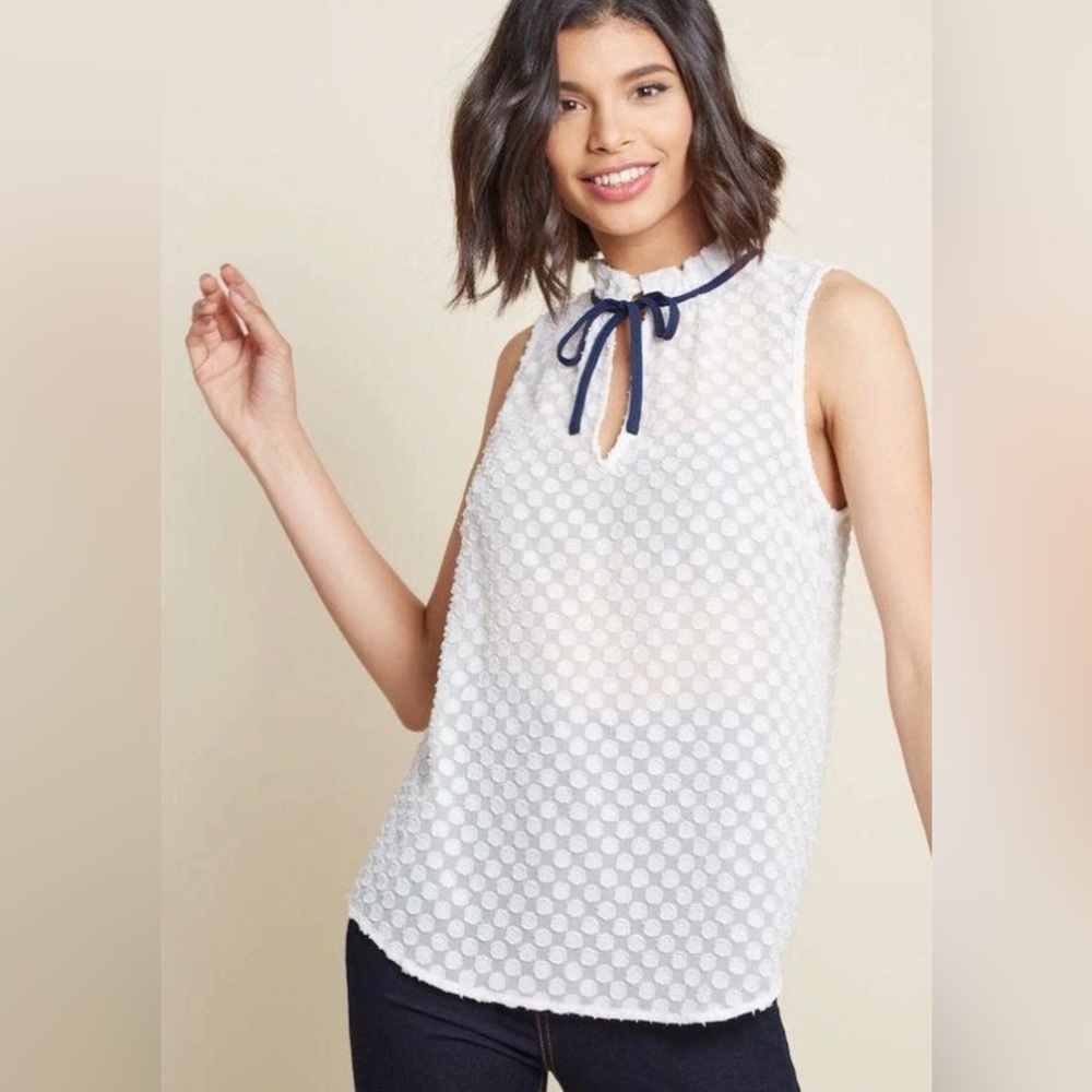 Modcloth‎ - White Polka Dot Blouse